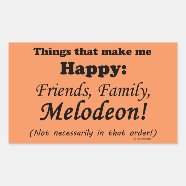 Pegatina Rectangular Melodeon me hace feliz (Anverso)