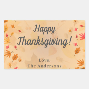 Pegatina Rectangular Mensaje del PERSONALIZADO Feliz Acción de Gracias