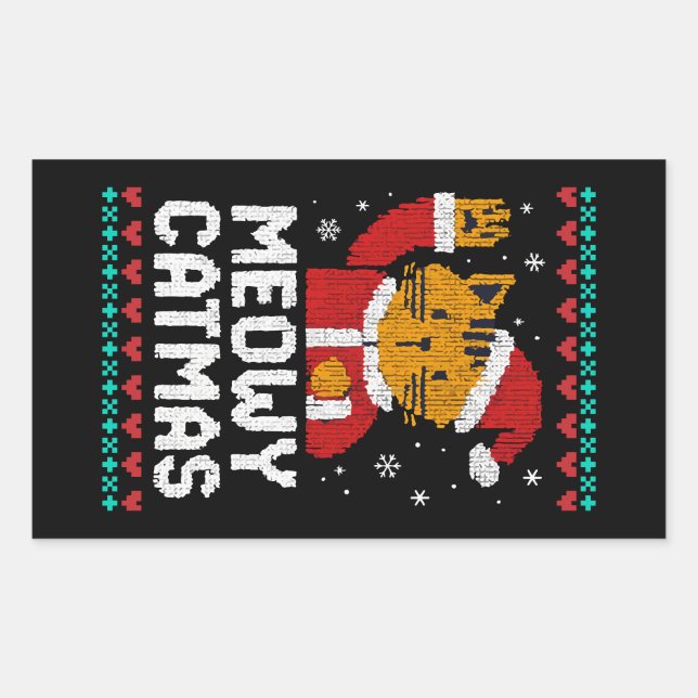 Pegatina Rectangular Meowy Catmas (Anverso)