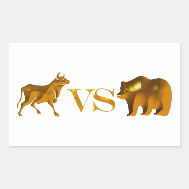 Pegatina Rectangular Mercado alcista vs. mercado de osos (Anverso)