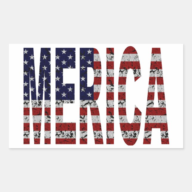 Pegatina Rectangular 'MERICA - Bandera de los EEUU (Anverso)