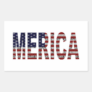 Pegatina Rectangular 'MERICA - Bandera de los EEUU