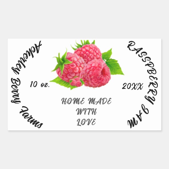 Pegatina Rectangular Mermelada De Frambuesa Personalizada Clásica Cla (Anverso)
