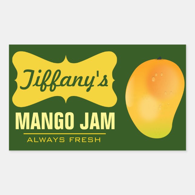 Pegatina Rectangular Mermelada Orgánica Natural de Mango (Anverso)