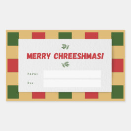 Pegatina Rectangular Merry Chreeshmas plaid Gift