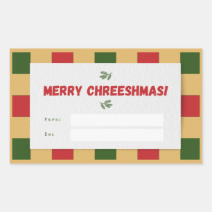 Pegatina Rectangular Merry Chreeshmas plaid Gift
