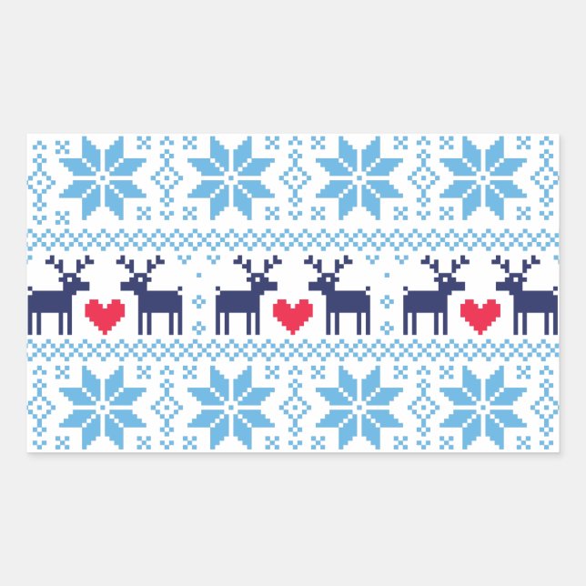 Pegatina Rectangular Merry Christmas pattern 2 (Anverso)