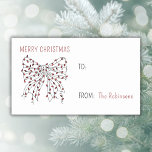 Pegatina Rectangular Merry Christmas Red Light String Bow Minimal<br><div class="desc">Haz que tus regalos destaquen con nuestra etiqueta de pegatina de regalo de Feliz Navidad. Este mínimo pegatina muestra una sincera línea de arte garabato de un arco hecho a partir de una cadena de luces rojas de Navidades. Agregue un toque personalizado incluyendo su nombre en la etiqueta de regalo....</div>