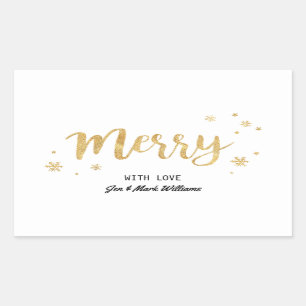 Pegatina Rectangular Merry (oro)
