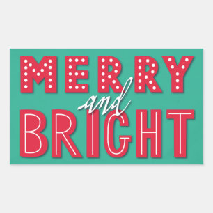 Pegatina Rectangular Merry y Bright