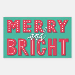 Pegatina Rectangular Merry y Bright