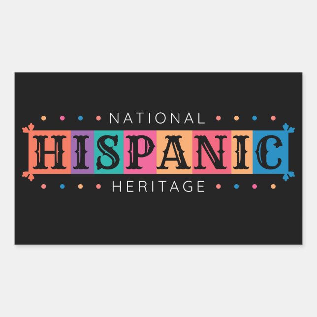 Pegatina Rectangular Mes del Patrimonio Hispano Nacional - Gráfico Lati (Anverso)
