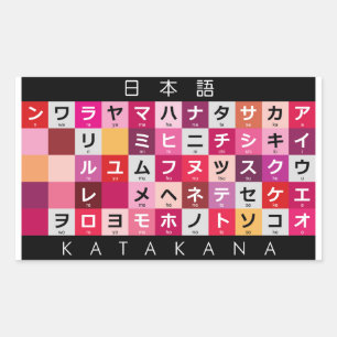 Pegatina Rectangular Mesa katakana japonesa