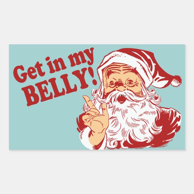 Pegatina Rectangular Métete en mis Belly Navidades graciosos (Anverso)