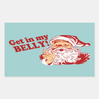Pegatina Rectangular Métete en mis Belly Navidades graciosos
