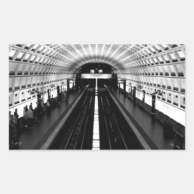 Pegatina Rectangular metro de la estación washington (Anverso)