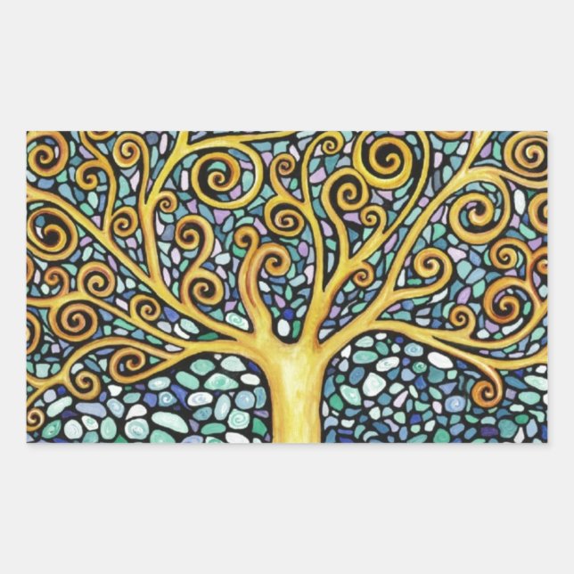 Pegatina Rectangular Mi árbol de la vida (Anverso)