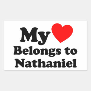 Pegatina Rectangular Mi corazón pertenece a Nathaniel