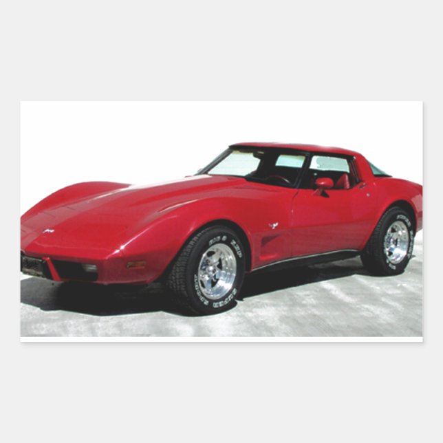 Pegatina Rectangular Mi Corvette rojo de 1979 (Anverso)