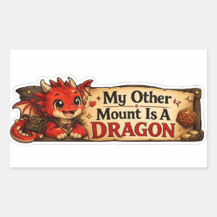 Pegatina Rectangular Mi otro montura es un dragón Bebé dragón lindo