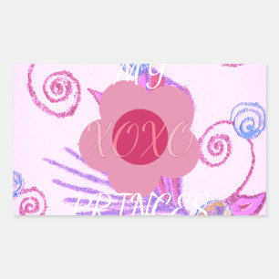 Pegatina Rectangular Mi pequeña Princesa: Inspiradora la vendora rosa d