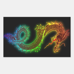 Pegatina Rectangular Mi perro guardián es un dragón