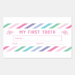 Pegatina Rectangular Mi primer Chica de Keepsake dental