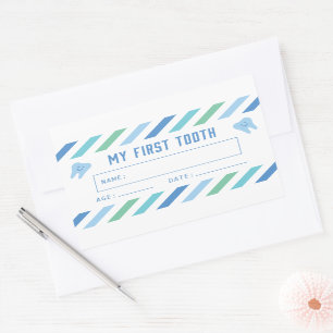 Pegatina Rectangular Mi primer niño Keepsake dental