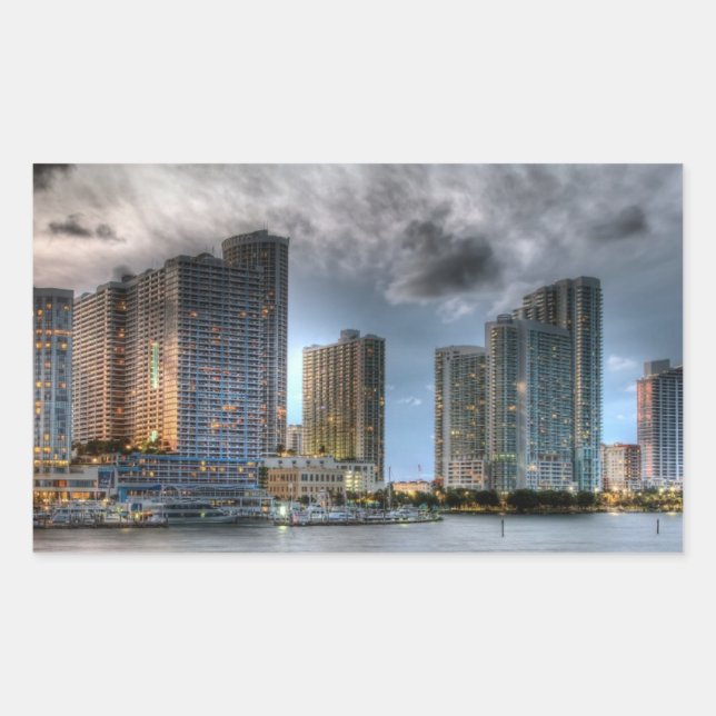 Pegatina Rectangular Miami, Florida (Anverso)