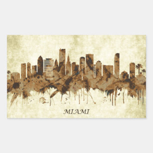 Pegatina Rectangular Miami Florida Cityscape