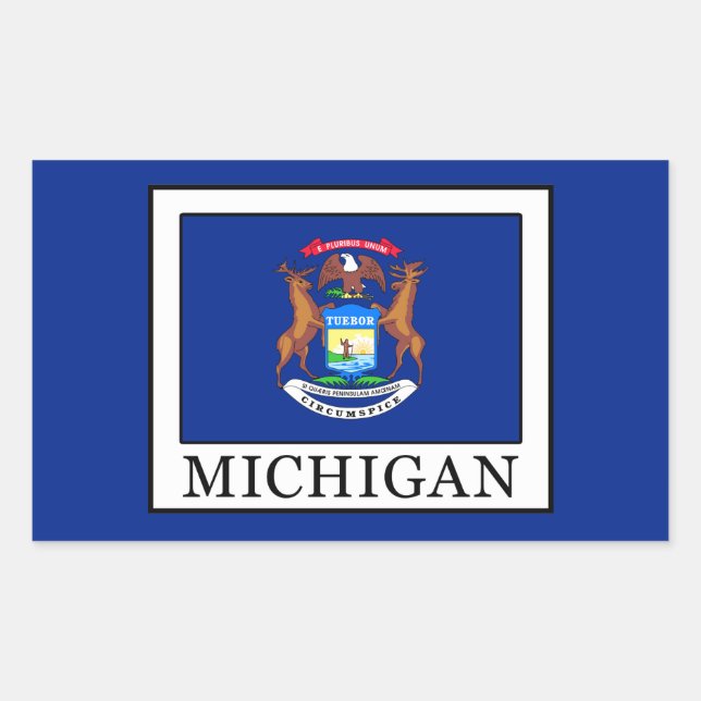 Pegatina Rectangular Michigan (Anverso)