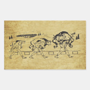 Pegatina Rectangular Milo de Croton y el toro - Motivación del gimnasio