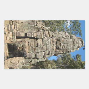 Pegatina Rectangular Mini Bayon... Ta Prohm, Siem Reap, Camboya