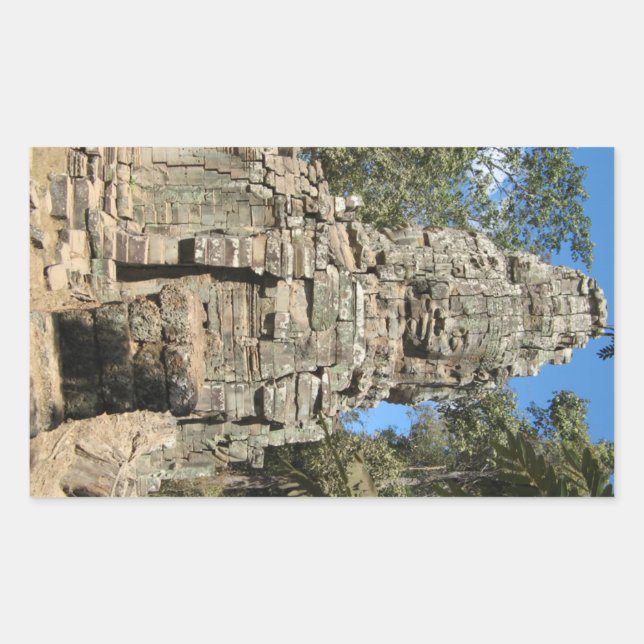Pegatina Rectangular Mini Bayon... Ta Prohm, Siem Reap, Camboya (Anverso)