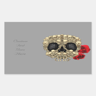 Pegatina Rectangular Mini Skeletons Sugar Skull