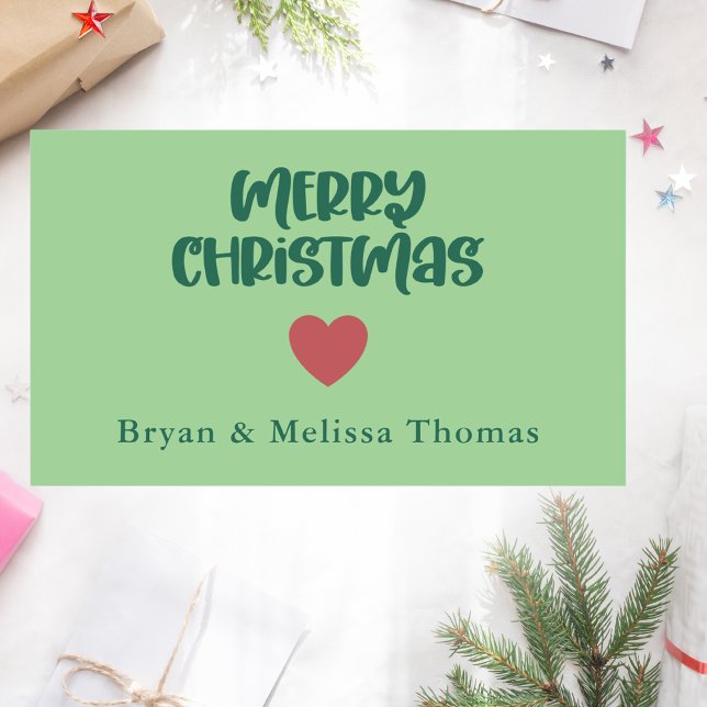 Pegatina Rectangular Mínima y simple Navidad Verde y Roja Feliz (Subido por el creador)