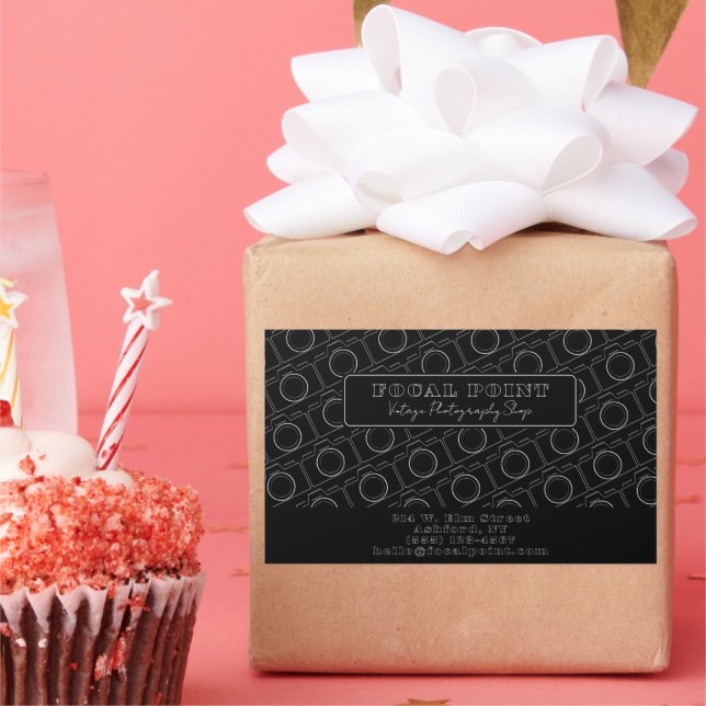 Pegatina Rectangular  Minimal Black & White Camera Pattern Photography (Fiesta)