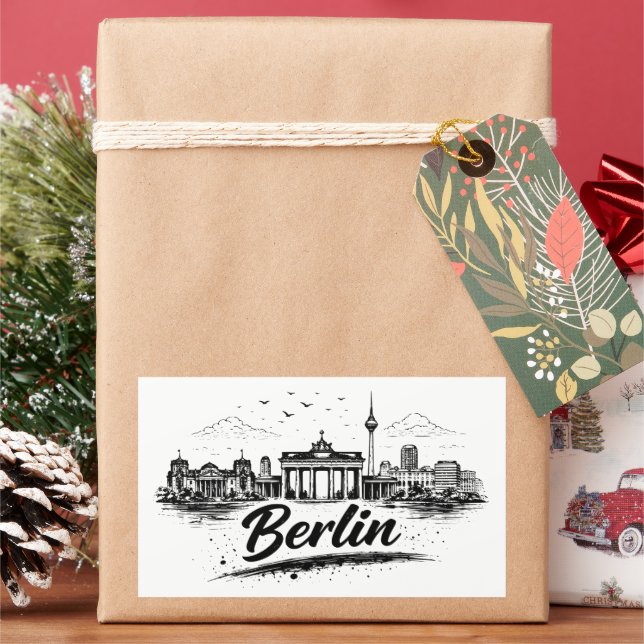 Pegatina Rectangular Minimalist Berlin Germany Cityscape Art (Vacaciones)