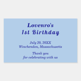 Pegatina Rectangular Minimalist Light Blue Kids Birthday Stickers