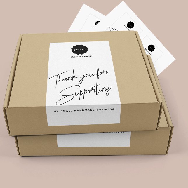 Pegatina Rectangular Minimalista Black & White Gracias Business Sticke (Subido por el creador)