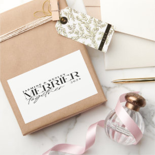 Pegatina Rectangular Minimalista Navidad de Boda Más Alegre Juntos