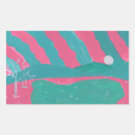 Pegatina Rectangular Minimalistic Pink and Green Landscape Stickers