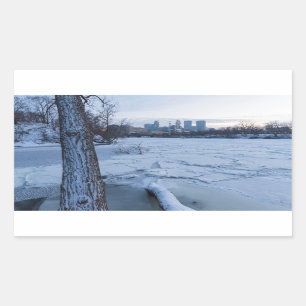 Pegatina Rectangular minneapolis skyline y hely mississippi river