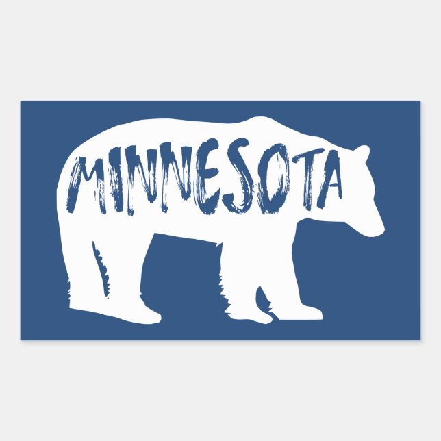 Pegatina Rectangular Minnesota Bear (Anverso)