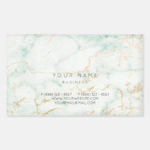 Pegatina Rectangular Mint Mint Green Gold Gray Marble Vip