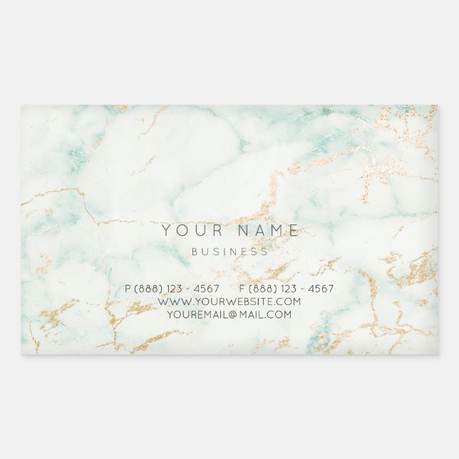 Pegatina Rectangular Mint Mint Green Gold Gray Marble Vip (Anverso)