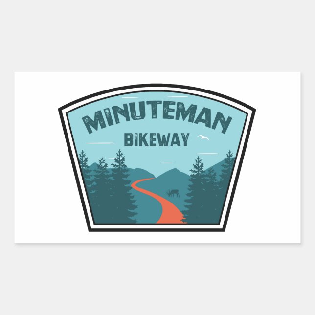 Pegatina Rectangular Minuteman Bikeway Boston Massachusetts (Anverso)