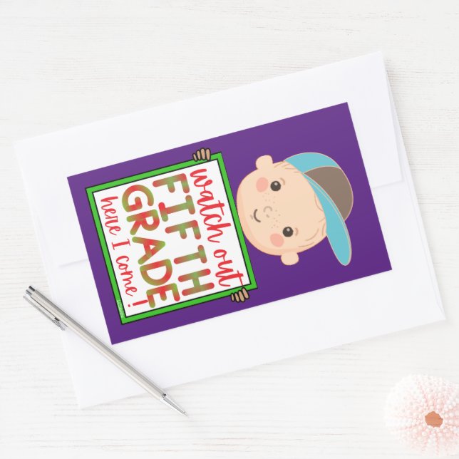 Pegatina Rectangular MIREN A QUINTO GRADO AQUÍ ME VOY gracioso lindo (Sobre)