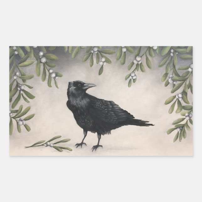 Pegatina Rectangular mistletoe crow (Anverso)