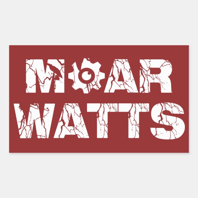 Pegatina Rectangular Moar Watts (Anverso)